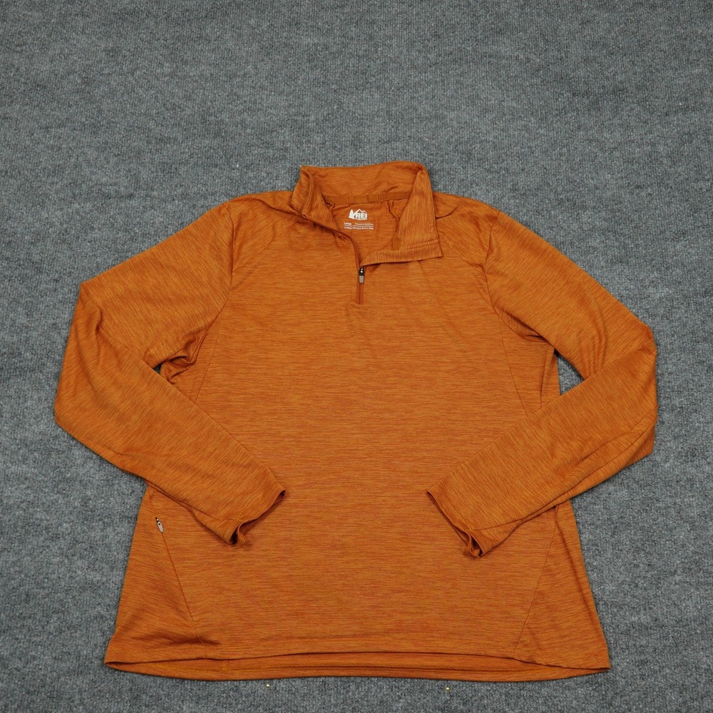 REI Co-op Shirt Men Large Orange 1/4 Zip Pullover Long Sleeve Hiking Outdoor